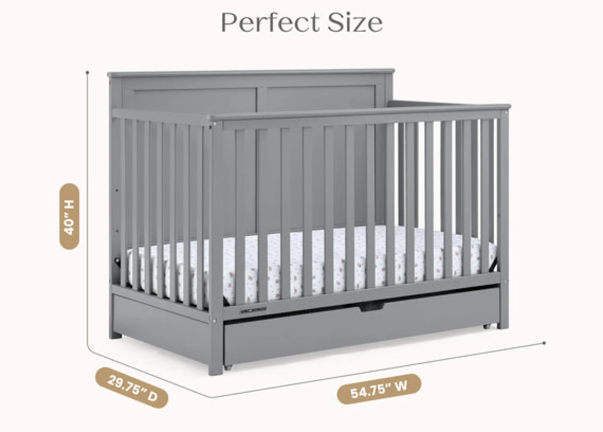 Baby Cribs*Simmons Kids Logan 6-in-1 Convertible Crib with Underdrawer Grey (026)