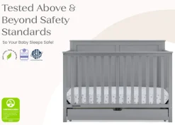 Baby Cribs*Simmons Kids Logan 6-in-1 Convertible Crib with Underdrawer Grey (026)
