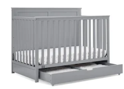 Baby Cribs*Simmons Kids Logan 6-in-1 Convertible Crib with Underdrawer Grey (026)