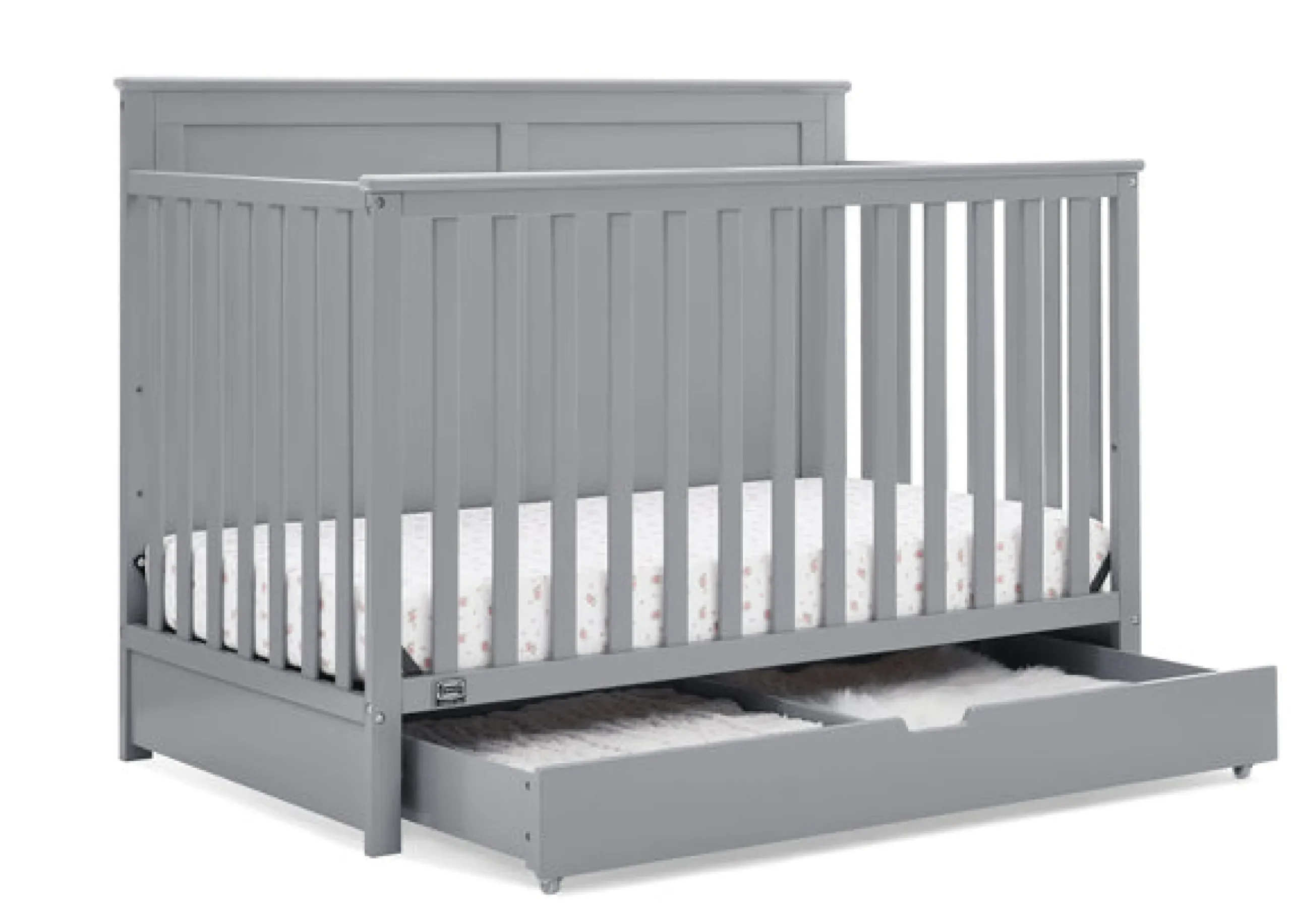 Baby Cribs*Simmons Kids Logan 6-in-1 Convertible Crib with Underdrawer Grey (026)