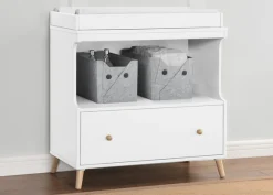 Dressers & Changing Tables|Dressers*Delta Children Madison Convertible Changing Table with Drawer Bianca White with Natural (123)