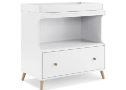 Dressers & Changing Tables|Dressers*Delta Children Madison Convertible Changing Table with Drawer Bianca White with Natural (123)