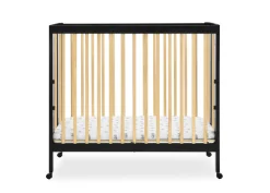 Baby Cribs*Delta Children Mia Portable Folding Mini Crib with 1.5-Inch Mattress Ebony with Natural (1482)