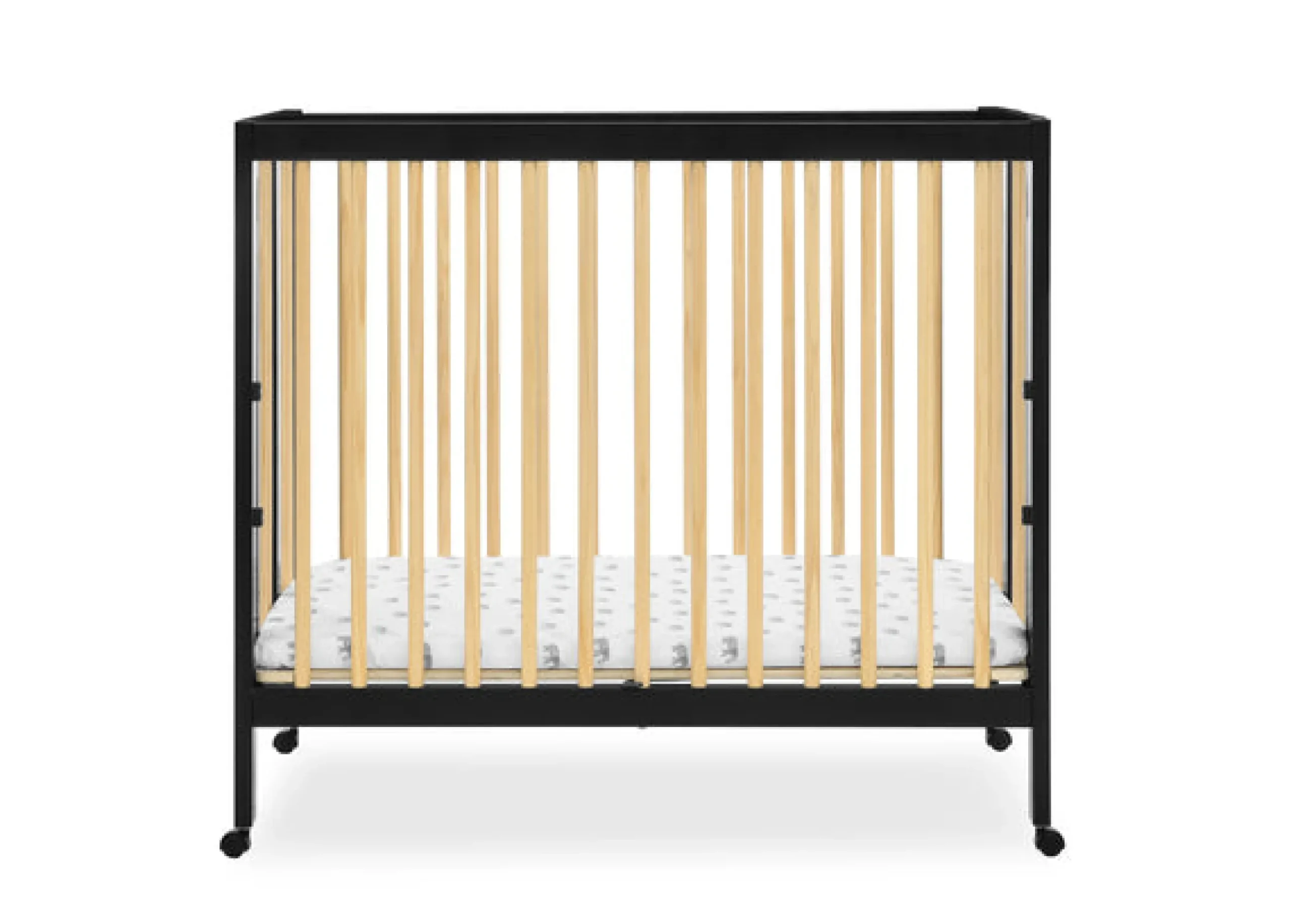 Baby Cribs*Delta Children Mia Portable Folding Mini Crib with 1.5-Inch Mattress Ebony with Natural (1482)