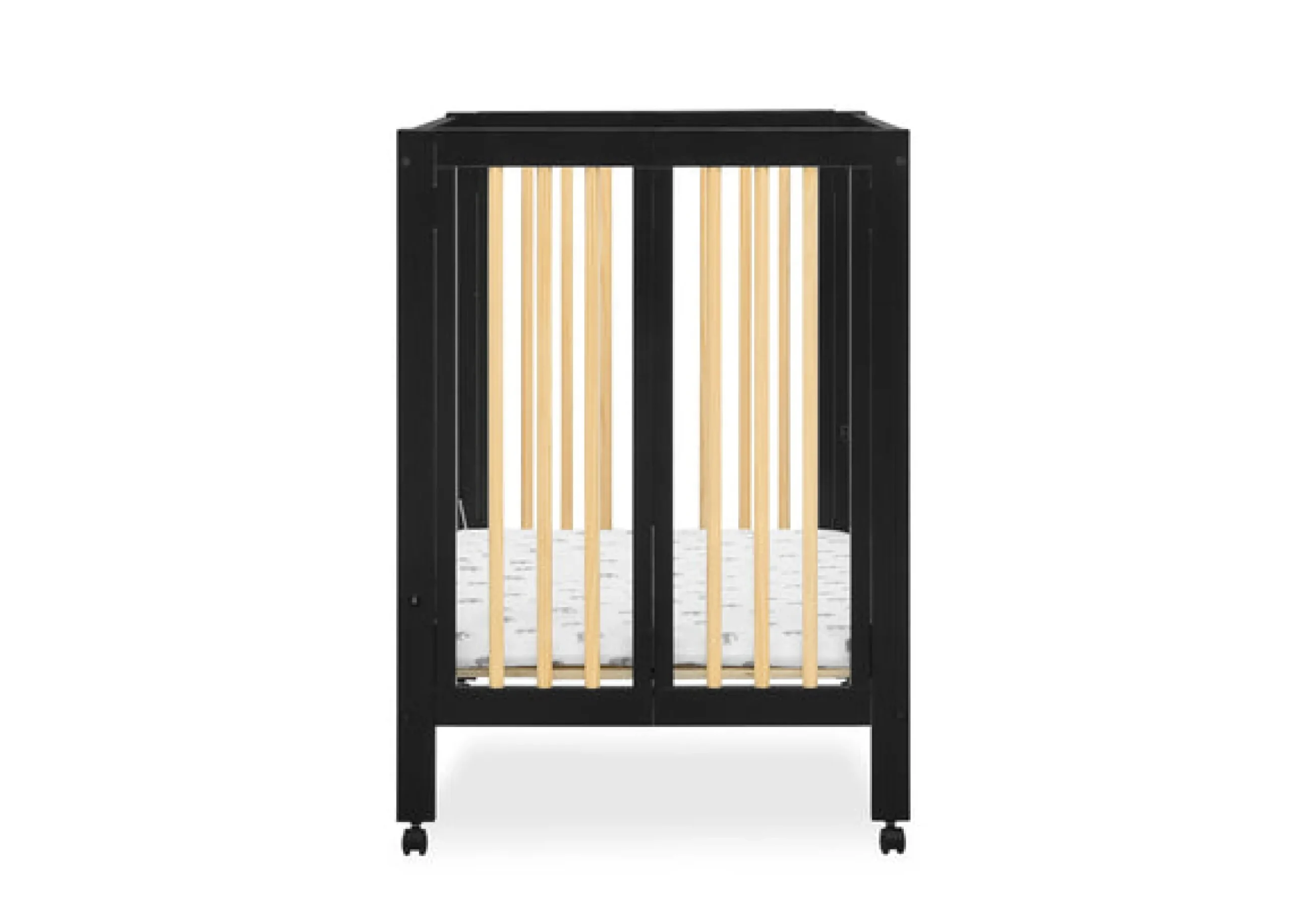 Baby Cribs*Delta Children Mia Portable Folding Mini Crib with 1.5-Inch Mattress Ebony with Natural (1482)