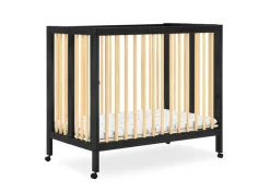 Baby Cribs*Delta Children Mia Portable Folding Mini Crib with 1.5-Inch Mattress Ebony with Natural (1482)