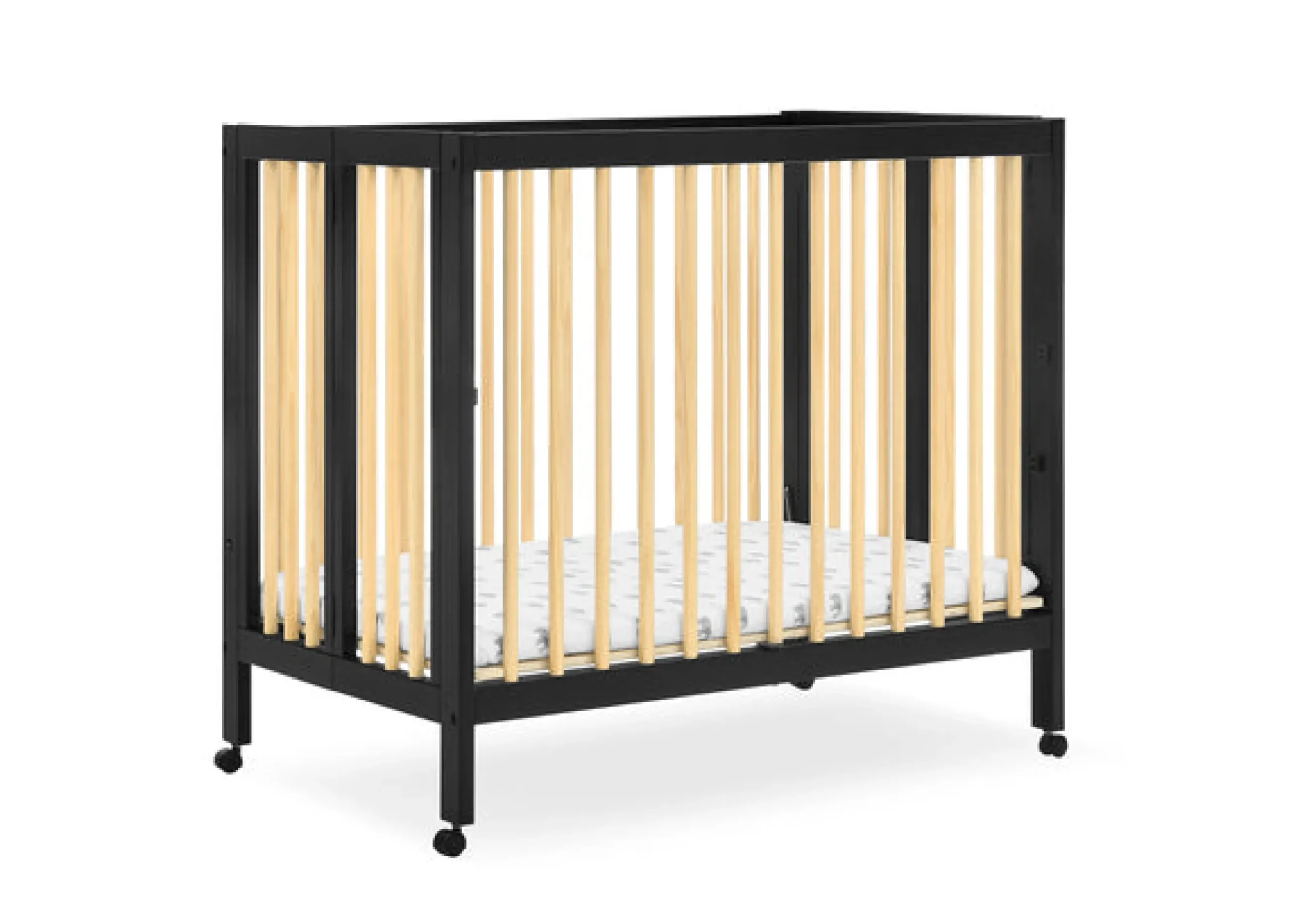 Baby Cribs*Delta Children Mia Portable Folding Mini Crib with 1.5-Inch Mattress Ebony with Natural (1482)