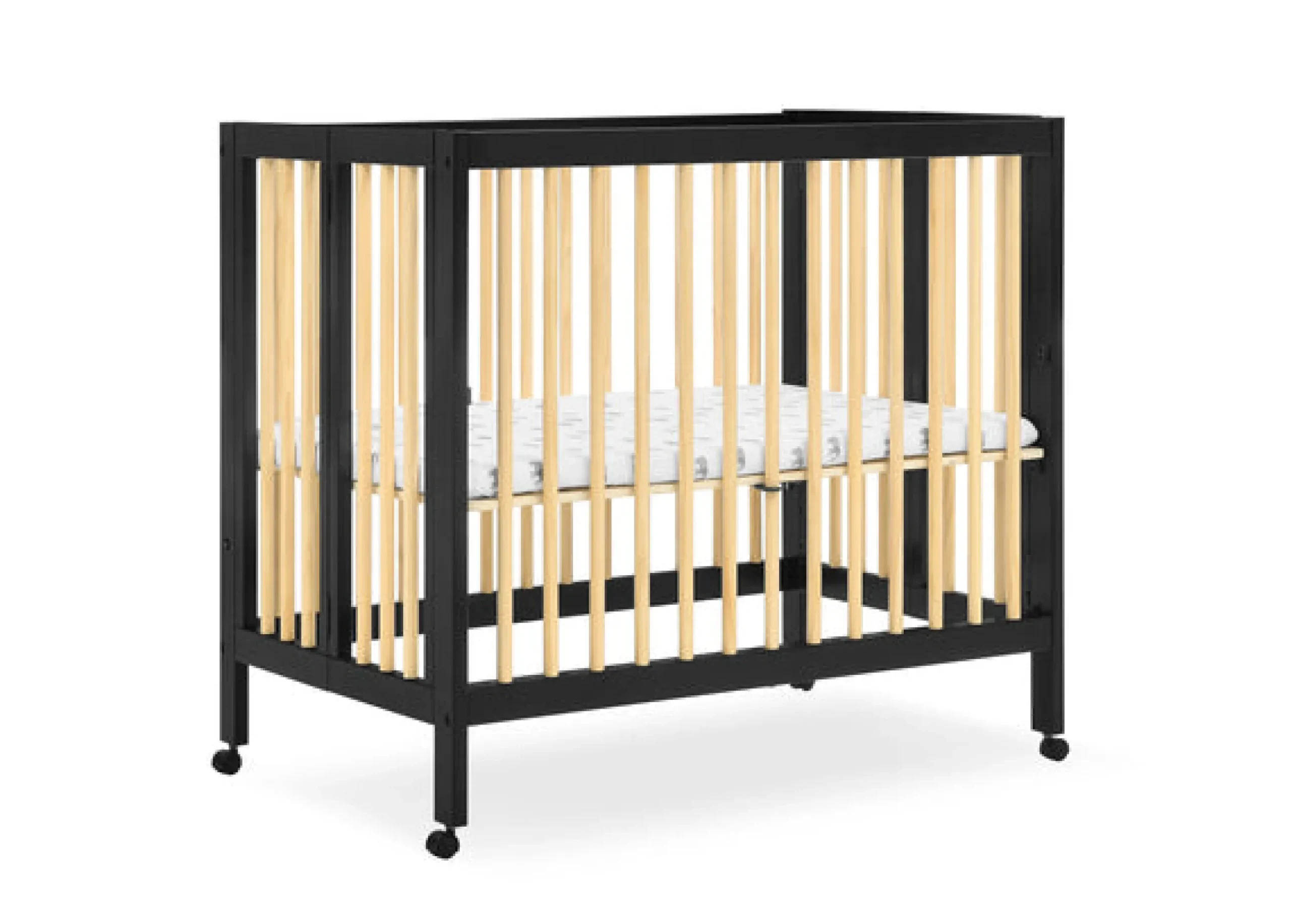 Baby Cribs*Delta Children Mia Portable Folding Mini Crib with 1.5-Inch Mattress Ebony with Natural (1482)