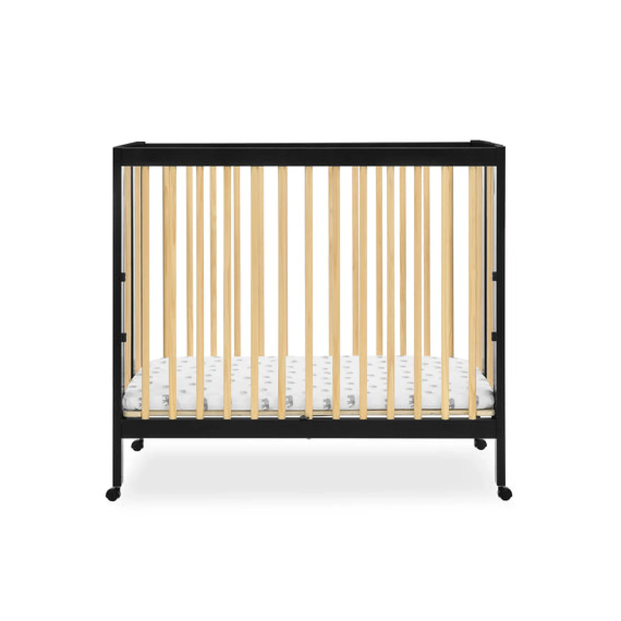 Baby Cribs*Delta Children Mia Portable Folding Mini Crib with 1.5-Inch Mattress Ebony with Natural (1482)
