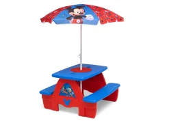 Picnic Tables*Delta Children Mickey Mouse 4 Seat Activity Picnic Table with Umbrella and LEGO Compatible Tabletop