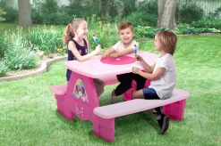 Picnic Tables*Delta Children Minnie Mouse 4 Seat Activity Picnic Table with LEGO Compatible Tabletop