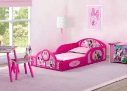 Toddler Beds|Table & Chair Sets*Delta Children Minnie Mouse 4-Piece Toddler Room-in-a-Box Set – Includes Sleep and Play Toddler Bed, Table, 1 Chair and Toy Box