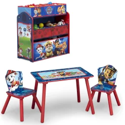 Table & Chair Sets|Table & Chair Sets*Delta Children Nick Jr. PAW Patrol 4-Piece Playroom Solution – Set Includes Table and 2 Chairs and 6-Bin Toy Organizer