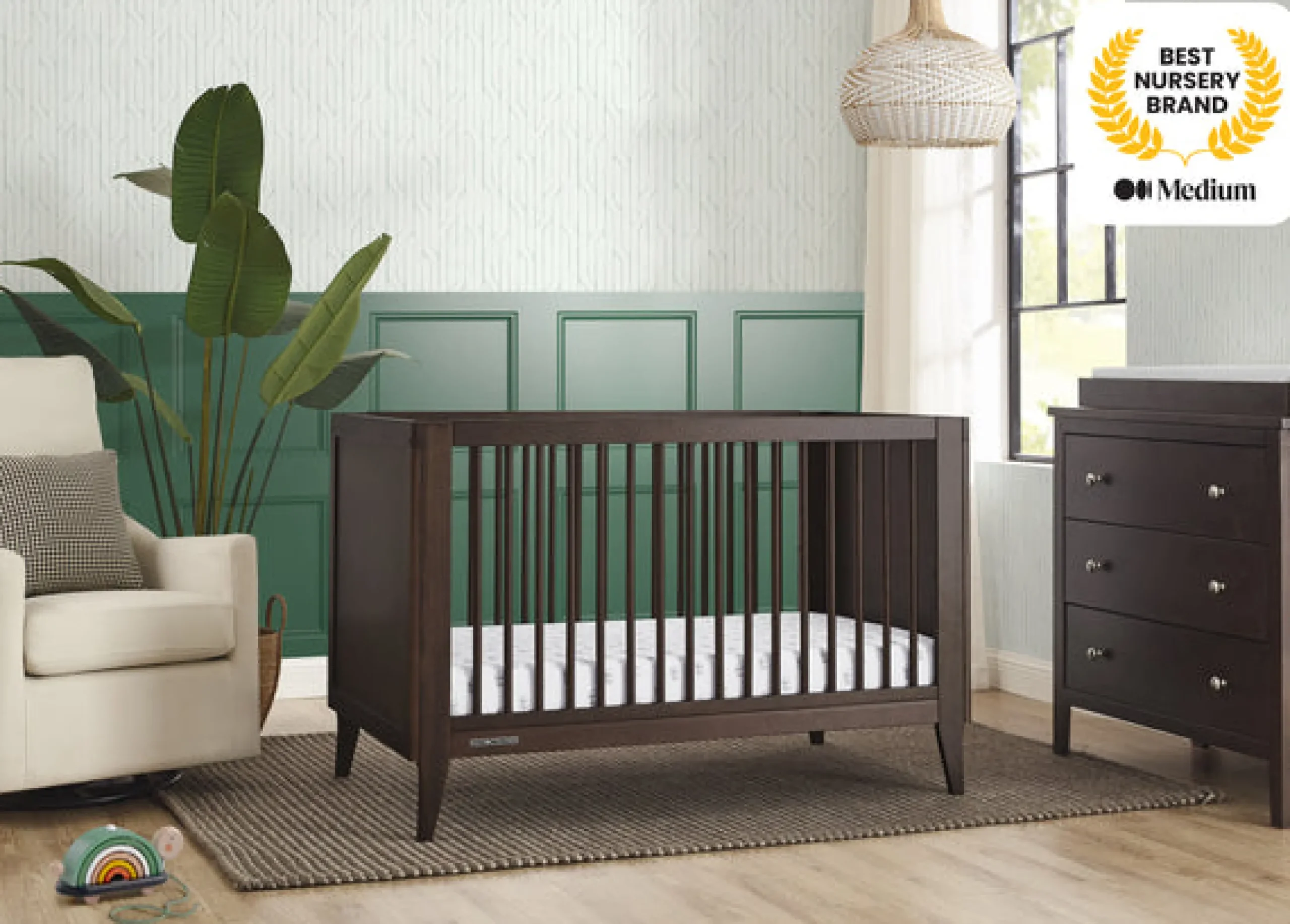 Baby Cribs*Delta Children Ollie 4-in-1 Convertible Crib Walnut Espresso (1324)