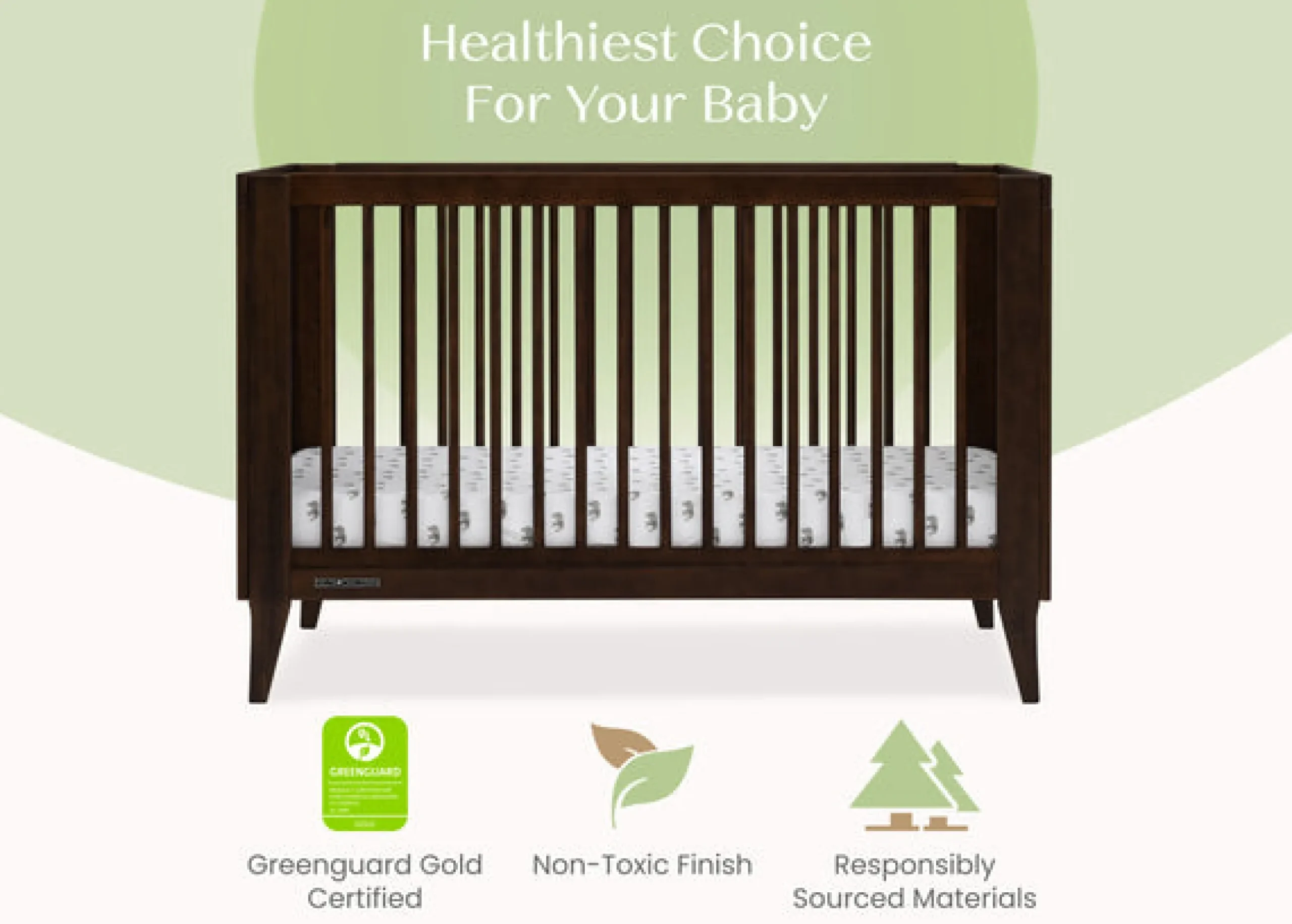Baby Cribs*Delta Children Ollie 4-in-1 Convertible Crib Walnut Espresso (1324)