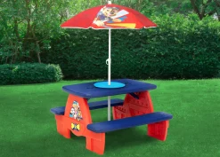 Picnic Tables*Delta Children PAW Patrol 4 Seat Activity Picnic Table with Umbrella and Lego Compatible Tabletop