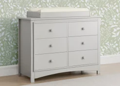 Dressers & Changing Tables|Dressers*Delta Children Perry 6 Drawer Dresser with Interlocking Drawers Moonstruck Grey (1351)