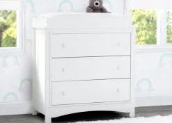 Dressers & Changing Tables|Dressers*Delta Children Perry 3 Drawer Dresser with Changing Top and Interlocking Drawers Bianca White (130)