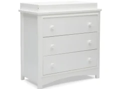 Dressers & Changing Tables|Dressers*Delta Children Perry 3 Drawer Dresser with Changing Top and Interlocking Drawers Bianca White (130)