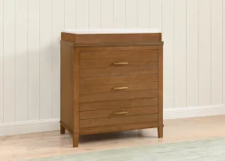 Dressers & Changing Tables|Dressers*Delta Children Phoebe 3 Drawer Dresser with Interlocking Drawers Chestnut (836)