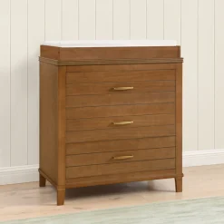 Dressers & Changing Tables|Dressers*Delta Children Phoebe 3 Drawer Dresser with Interlocking Drawers Chestnut (836)