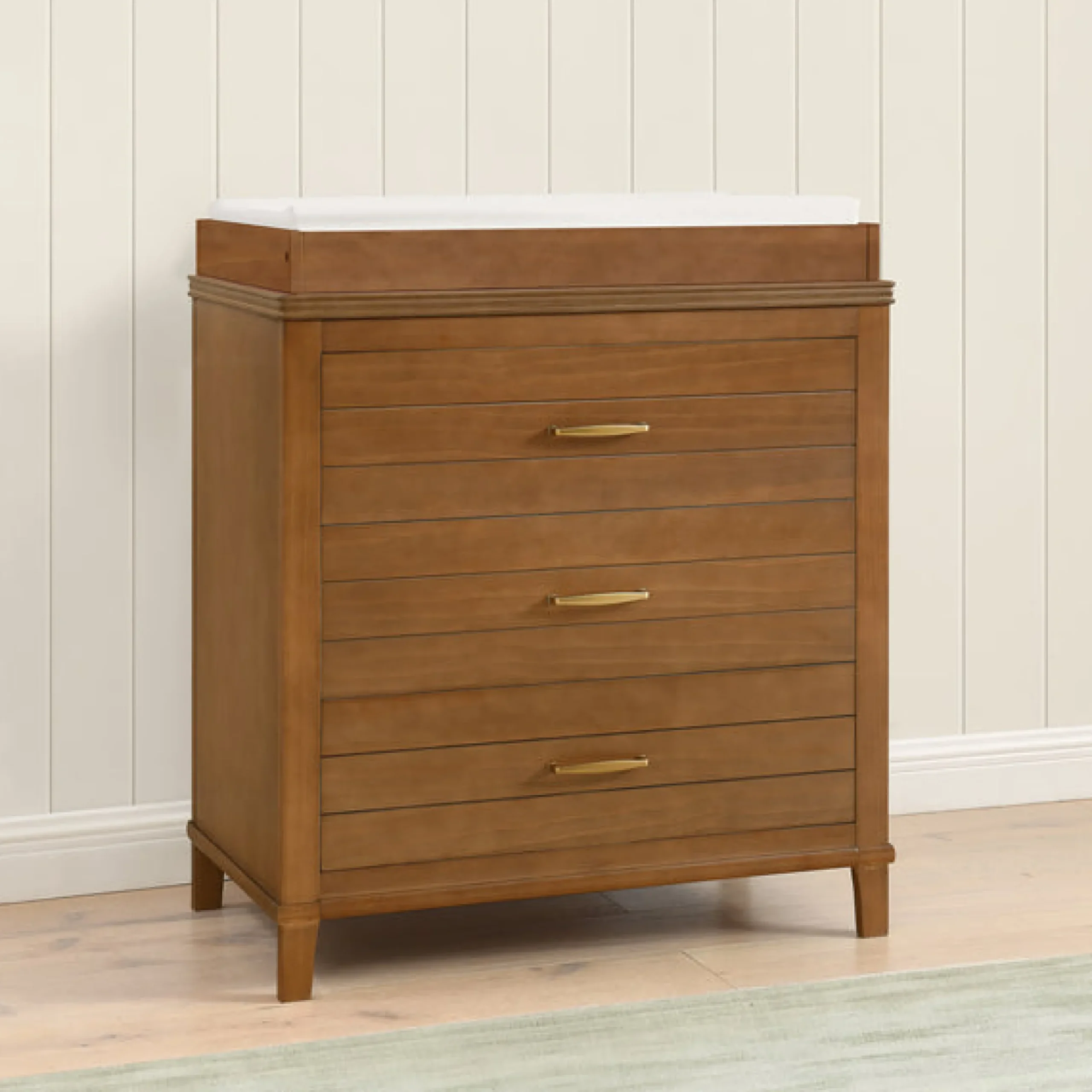 Dressers & Changing Tables|Dressers*Delta Children Phoebe 3 Drawer Dresser with Interlocking Drawers Chestnut (836)