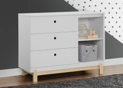 Dressers & Changing Tables|Dressers*Delta Children Poppy 3 Drawer Dresser with Cubbies and Interlocking Drawers Bianca White with Natural (123)