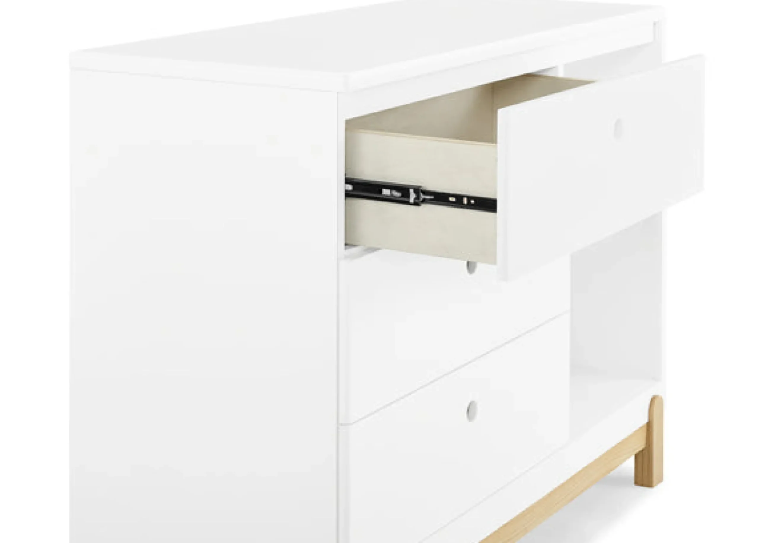 Dressers & Changing Tables|Dressers*Delta Children Poppy 3 Drawer Dresser with Cubbies and Interlocking Drawers Bianca White with Natural (123)