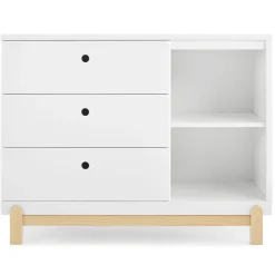 Dressers & Changing Tables|Dressers*Delta Children Poppy 3 Drawer Dresser with Cubbies and Interlocking Drawers Bianca White with Natural (123)