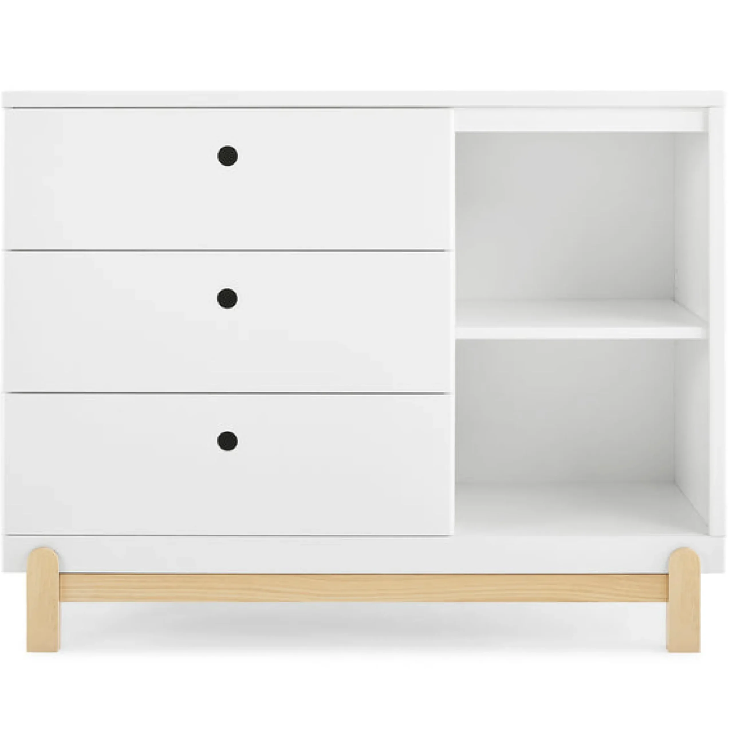 Dressers & Changing Tables|Dressers*Delta Children Poppy 3 Drawer Dresser with Cubbies and Interlocking Drawers Bianca White with Natural (123)