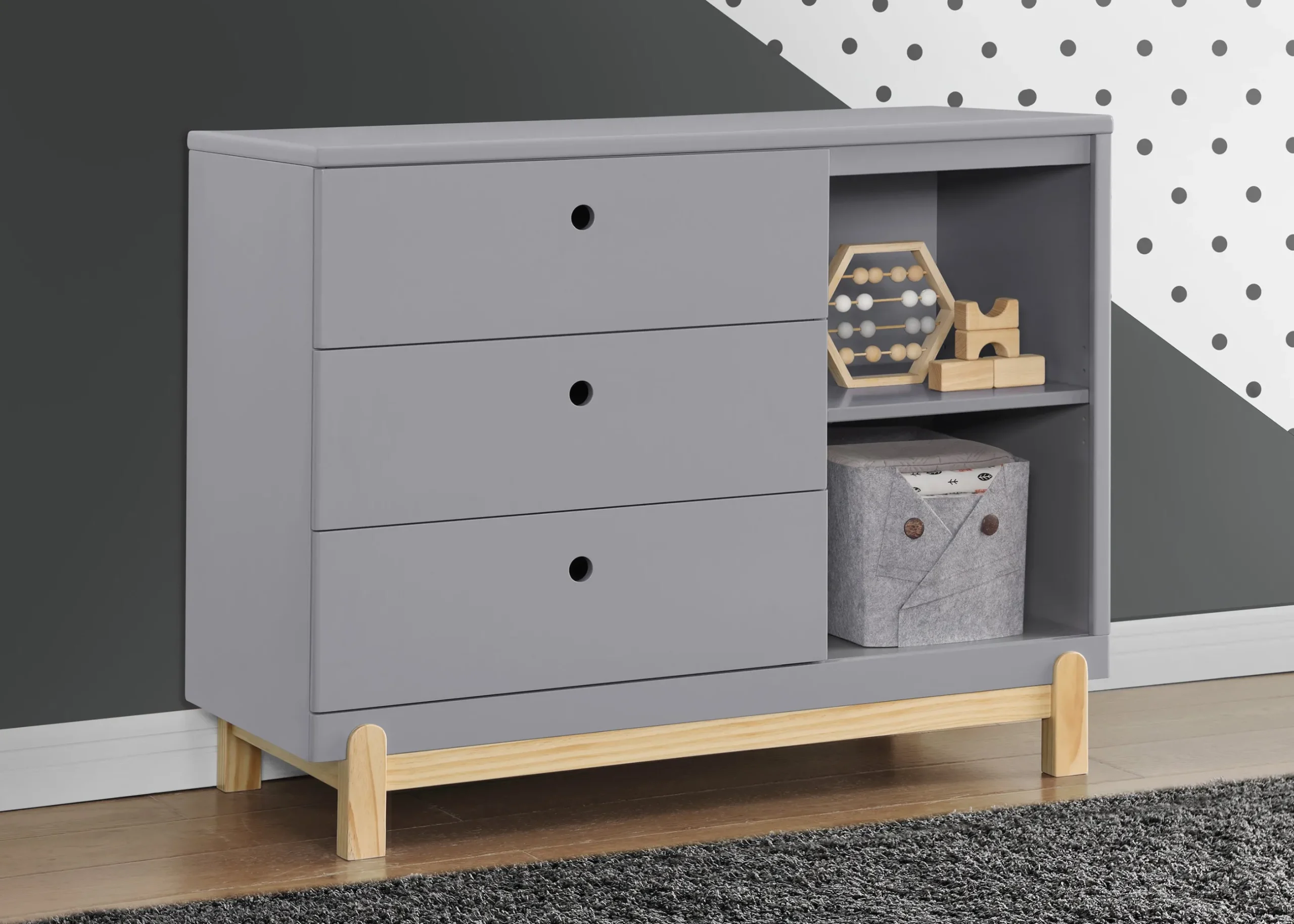 Dressers & Changing Tables|Dressers*Delta Children Poppy 3 Drawer Dresser with Cubbies