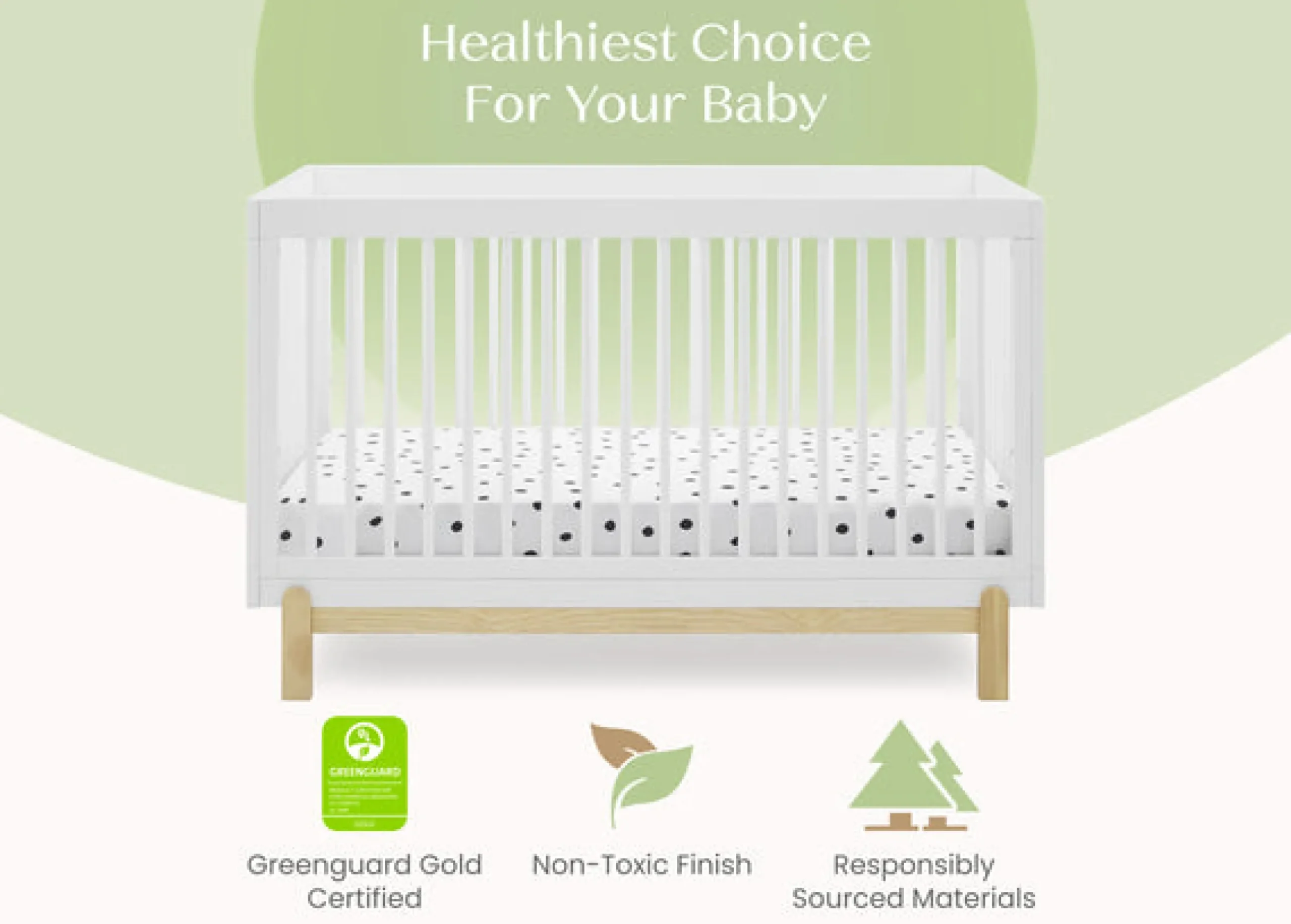 Baby Cribs*Delta Children Poppy 4-in-1 Convertible Crib Bianca White with Natural (123)