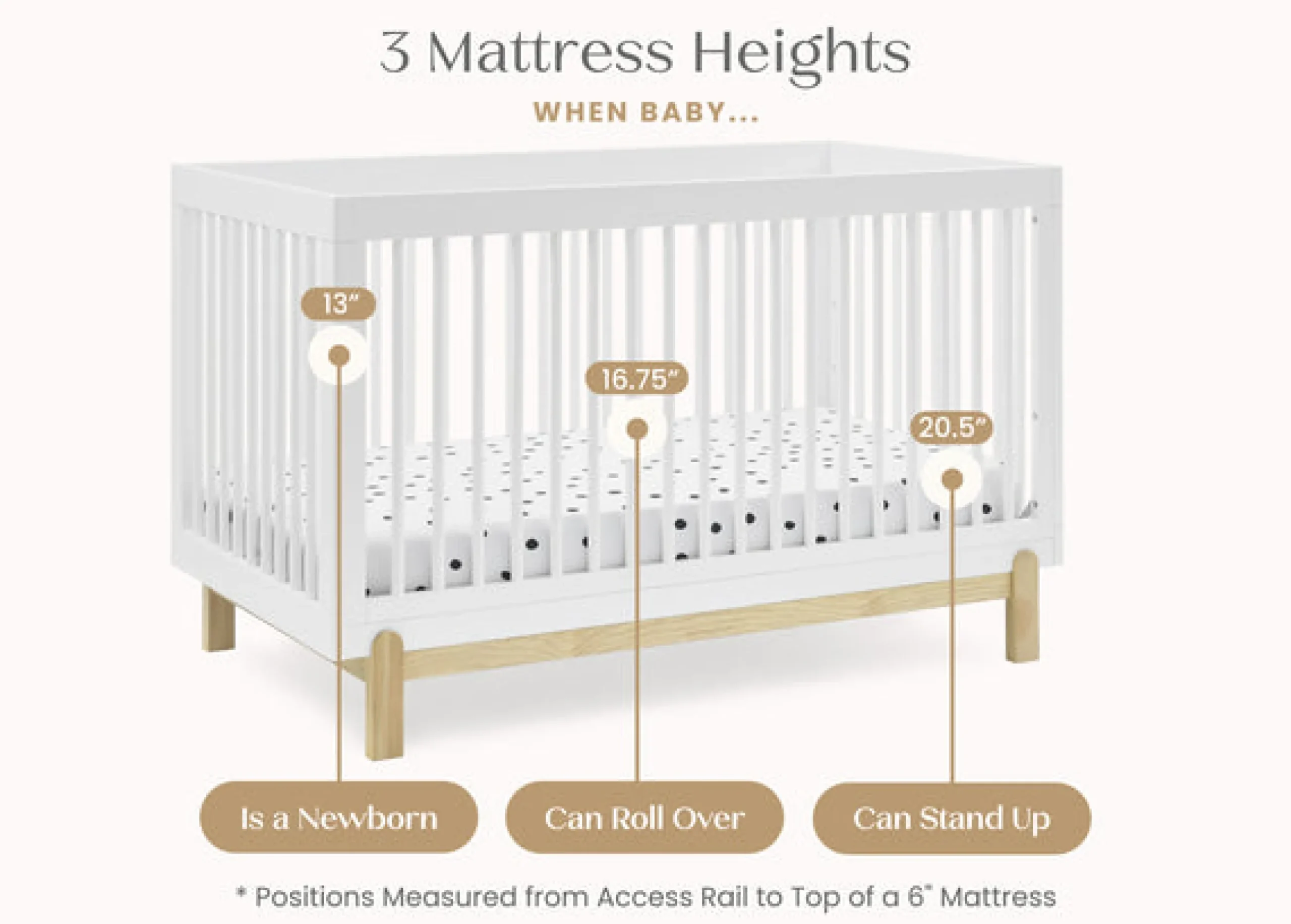Baby Cribs*Delta Children Poppy 4-in-1 Convertible Crib Bianca White with Natural (123)
