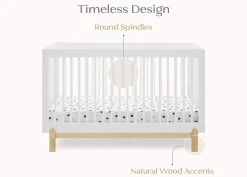 Baby Cribs*Delta Children Poppy 4-in-1 Convertible Crib Bianca White with Natural (123)