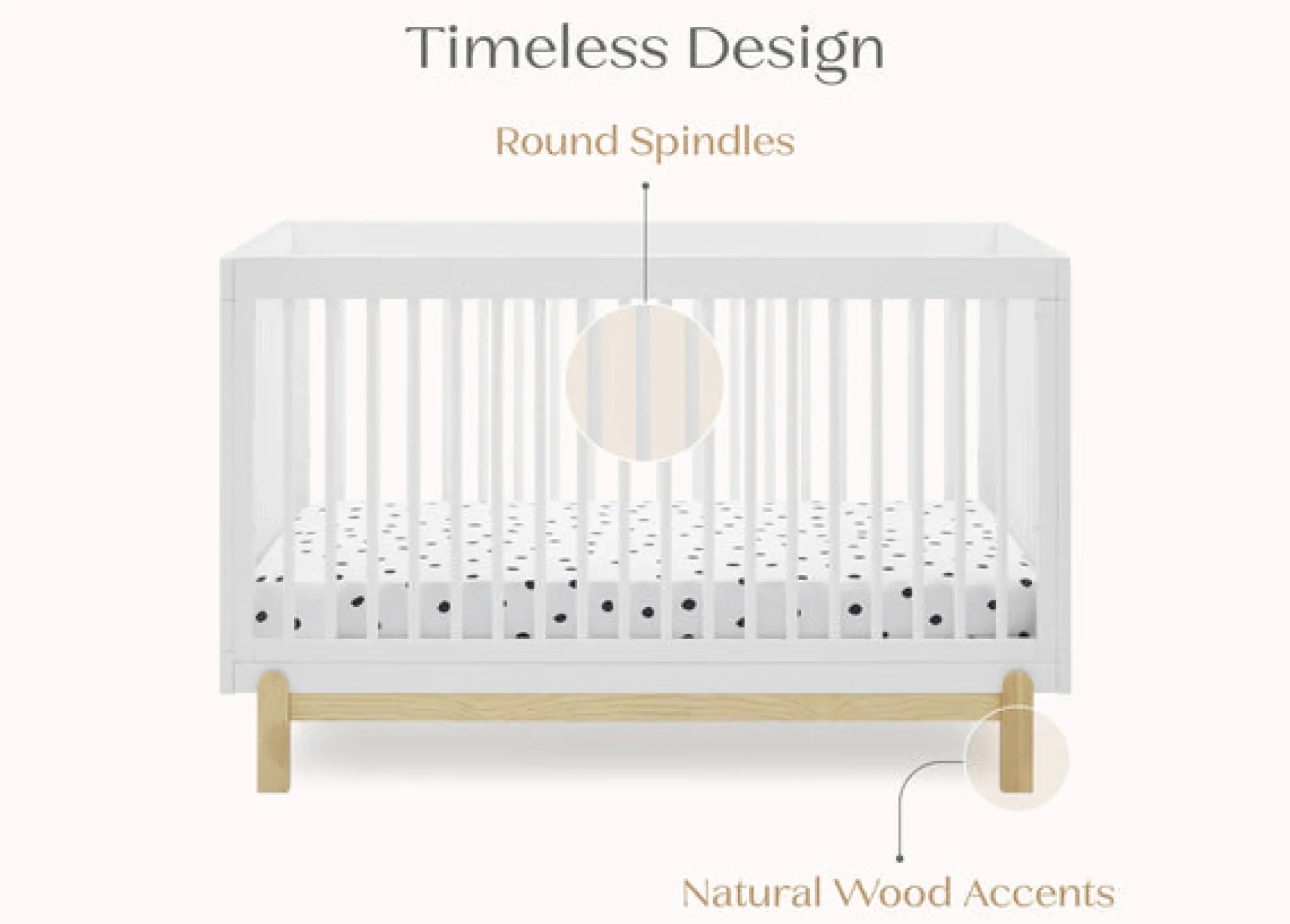 Baby Cribs*Delta Children Poppy 4-in-1 Convertible Crib Bianca White with Natural (123)