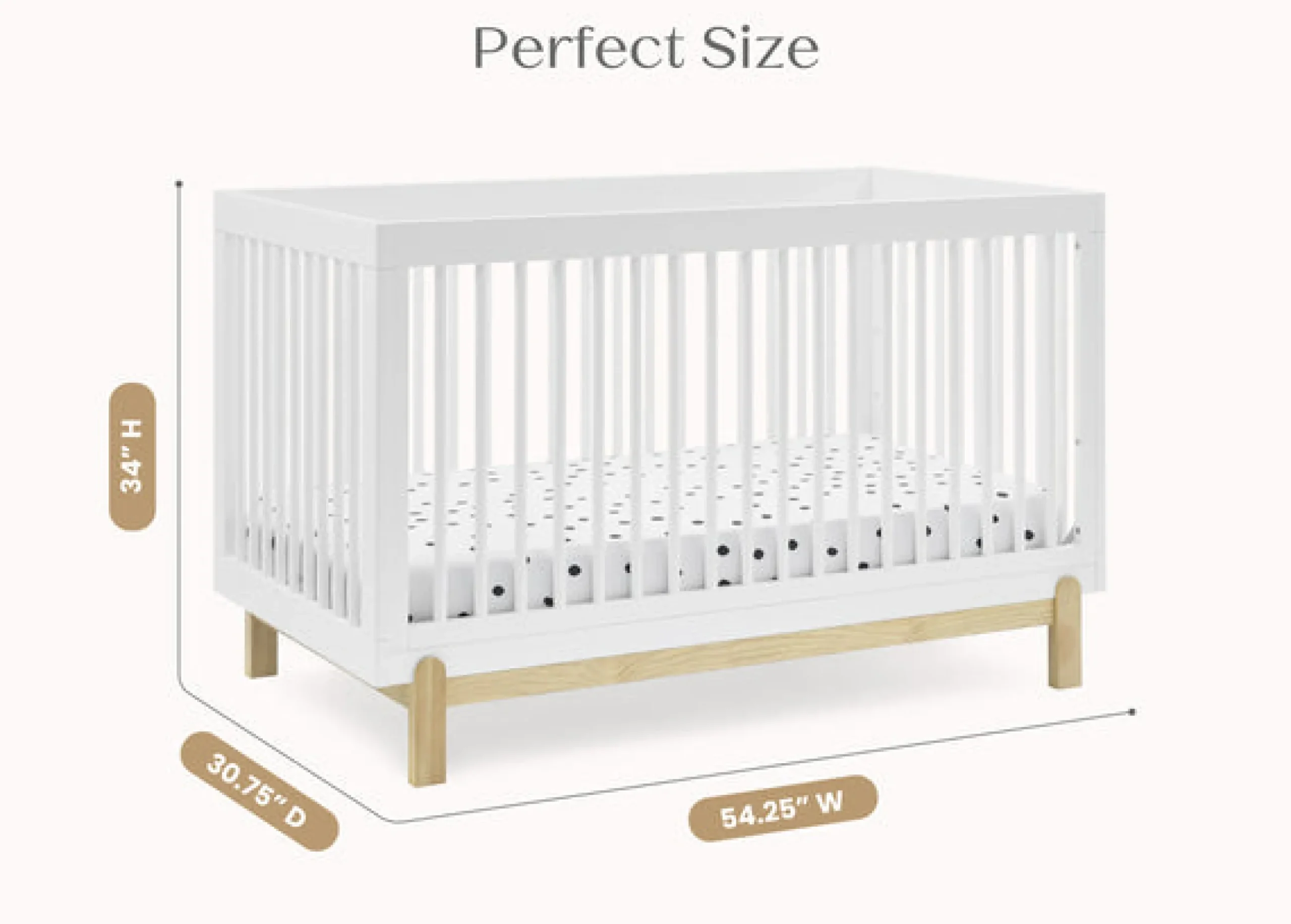 Baby Cribs*Delta Children Poppy 4-in-1 Convertible Crib Bianca White with Natural (123)