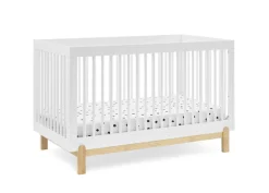 Baby Cribs*Delta Children Poppy 4-in-1 Convertible Crib Bianca White with Natural (123)