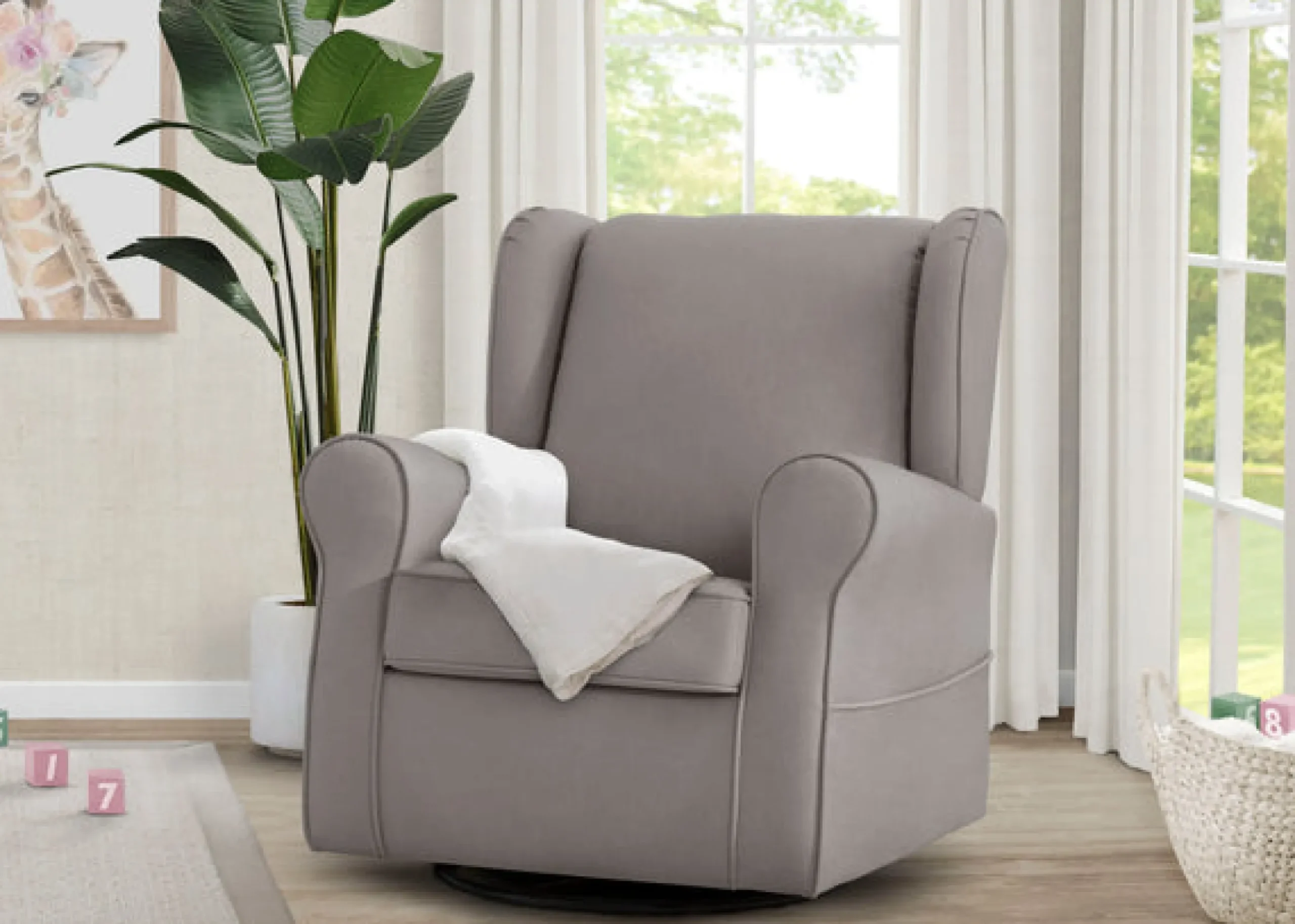 Gliders & Recliners*Delta Children Reston Nursery Glider Swivel Rocker Chair French Grey (1304)