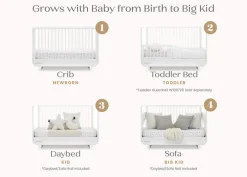 Baby Cribs*Delta Children Rhodes 4-in-1 Convertible Crib Bianca White (130)