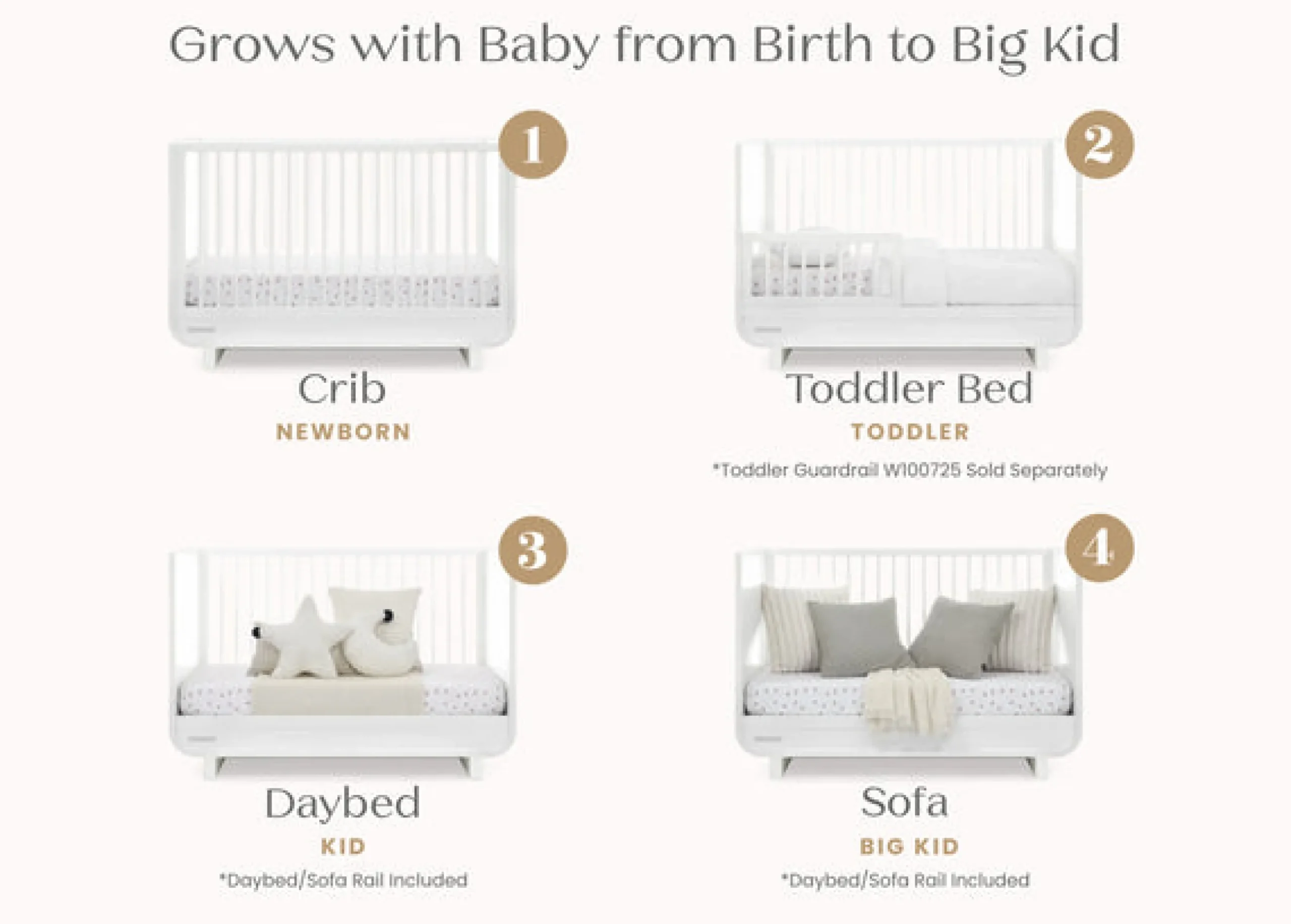 Baby Cribs*Delta Children Rhodes 4-in-1 Convertible Crib Bianca White (130)