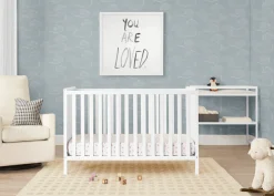 Baby Cribs*Delta Children Ruby 6-in-1 Convertible Crib & Changing Table 2-Piece Set Bianca White (130)
