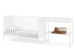 Baby Cribs*Delta Children Ruby 6-in-1 Convertible Crib & Changing Table 2-Piece Set Bianca White (130)