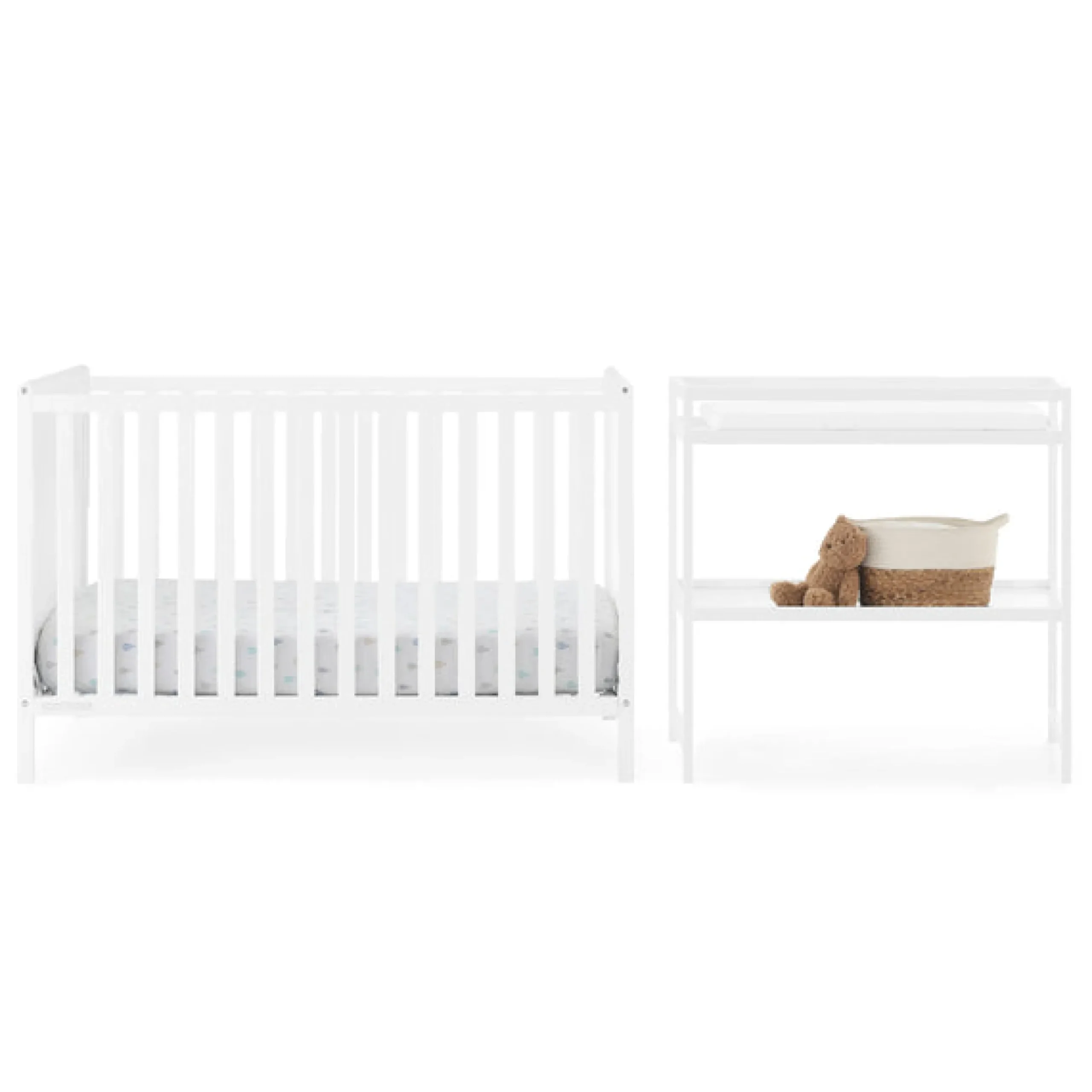 Baby Cribs*Delta Children Ruby 6-in-1 Convertible Crib & Changing Table 2-Piece Set Bianca White (130)