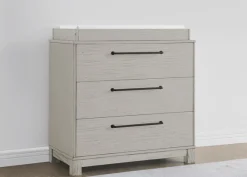 Dressers & Changing Tables|Dressers*Simmons Kids Rustic 3 Drawer Dresser with Interlocking Drawers Rustic Mist (1373)