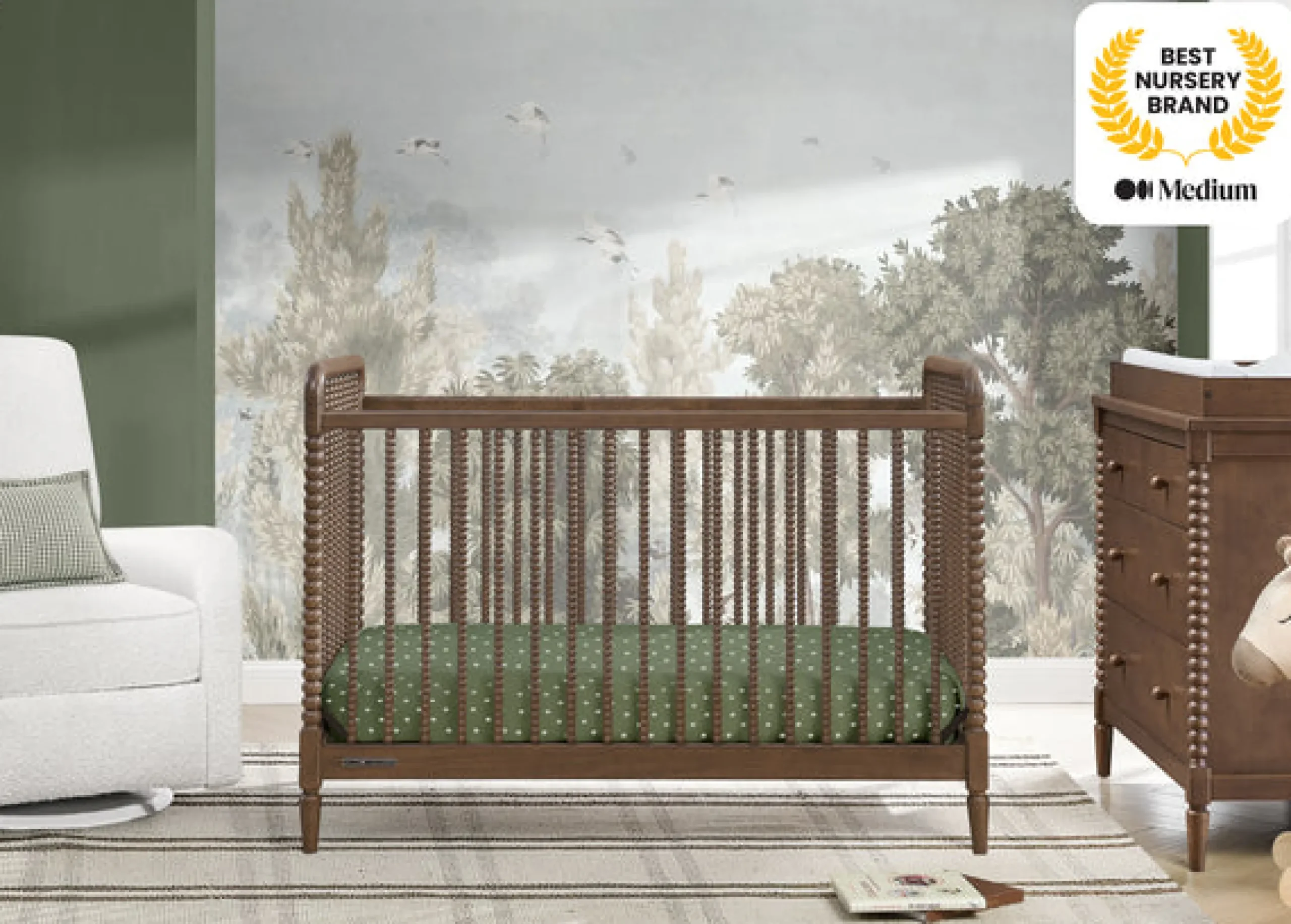 Baby Cribs*Delta Children Saint 4-in-1 Convertible Crib Teak Brown (1526)