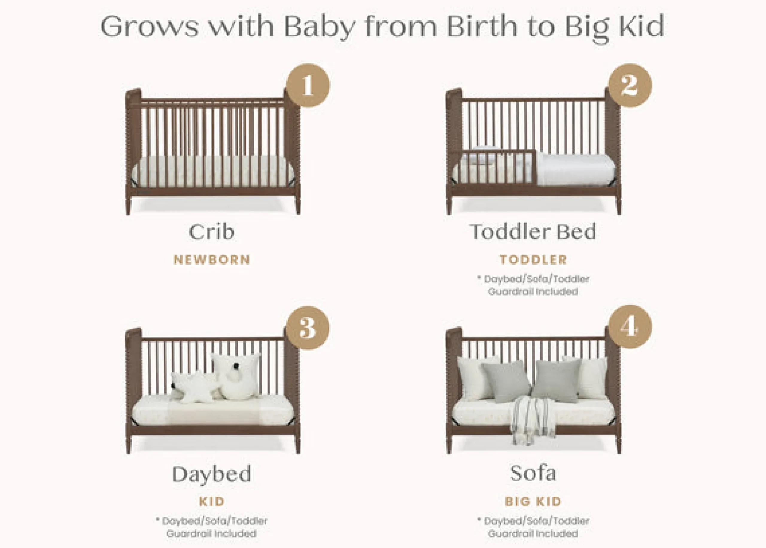 Baby Cribs*Delta Children Saint 4-in-1 Convertible Crib Teak Brown (1526)