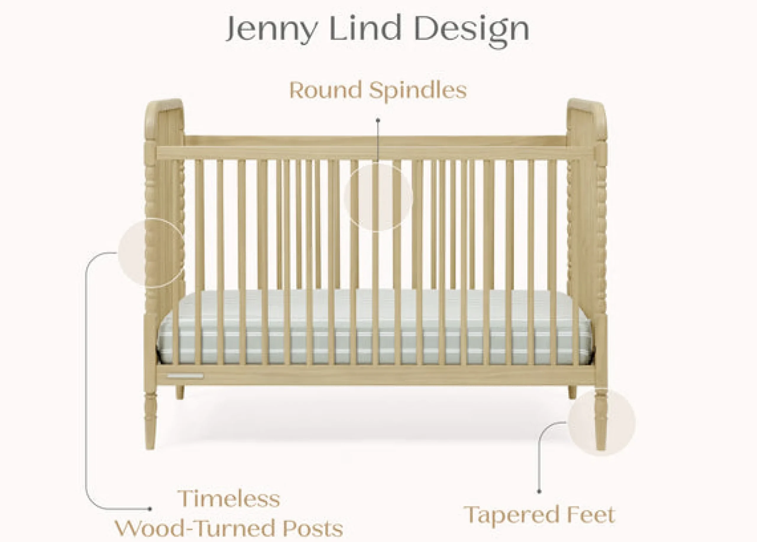 Baby Cribs*Delta Children Serena 4-in-1 Convertible Crib Natural Sandstone (1544)