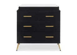 Dressers & Changing Tables|Dressers*Delta Children Sloane 4 Drawer Dresser with Changing Top and Interlocking Drawers Ebony with Melted Bronze (1500)