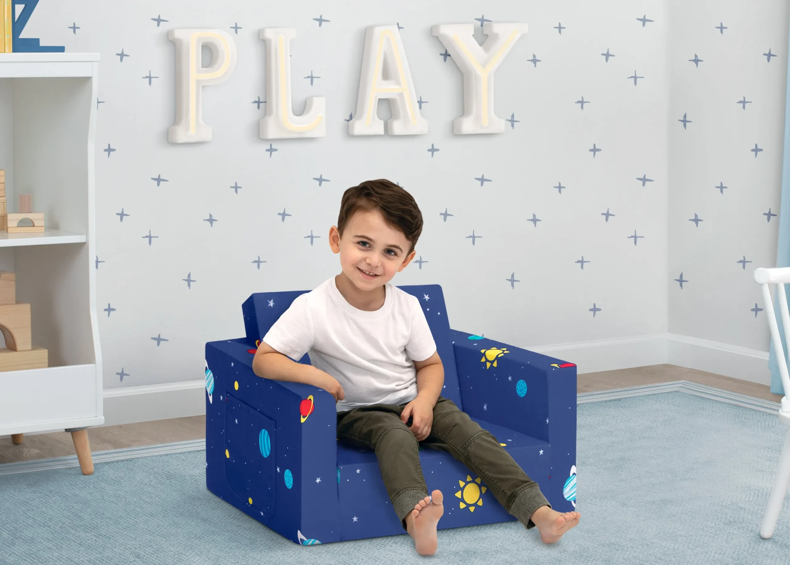 Kids’ Chairs*Delta Children Spaceship Cozee Flip Out Chair - 2-in-1 Convertible Chair to Lounger for Kids