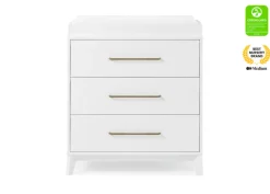 Dressers & Changing Tables|Dressers*Delta Children Spencer 3 Drawer Dresser with Changing Top and Interlocking Drawers Bianca White (130)